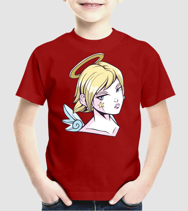 Anime Fată angelică model roșu pe tricou