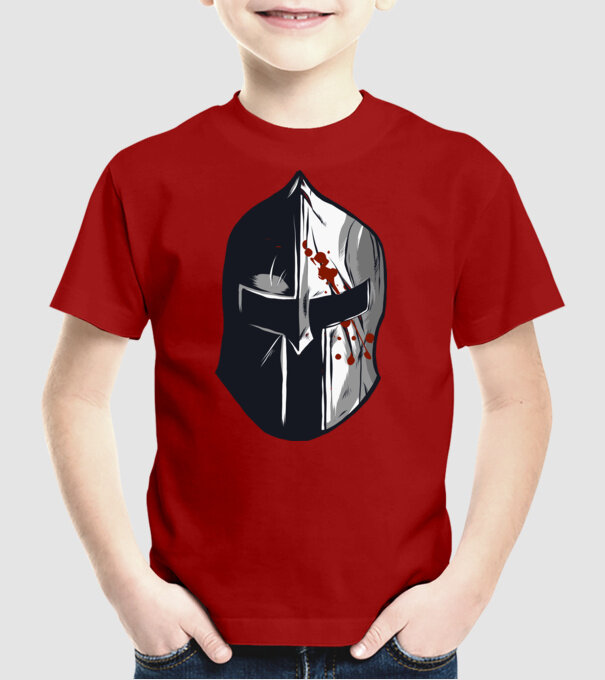 Cască războinic Sparta model roșu pe tricou