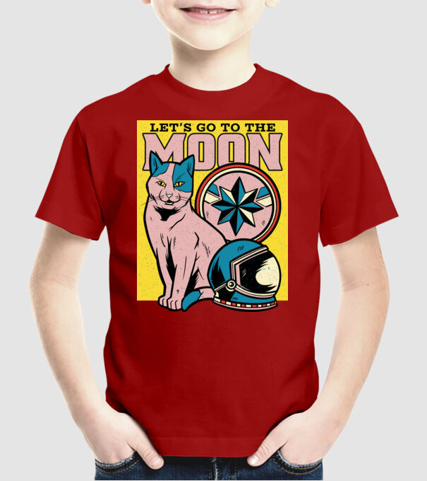 To the moon Pisică model roșu pe tricou
