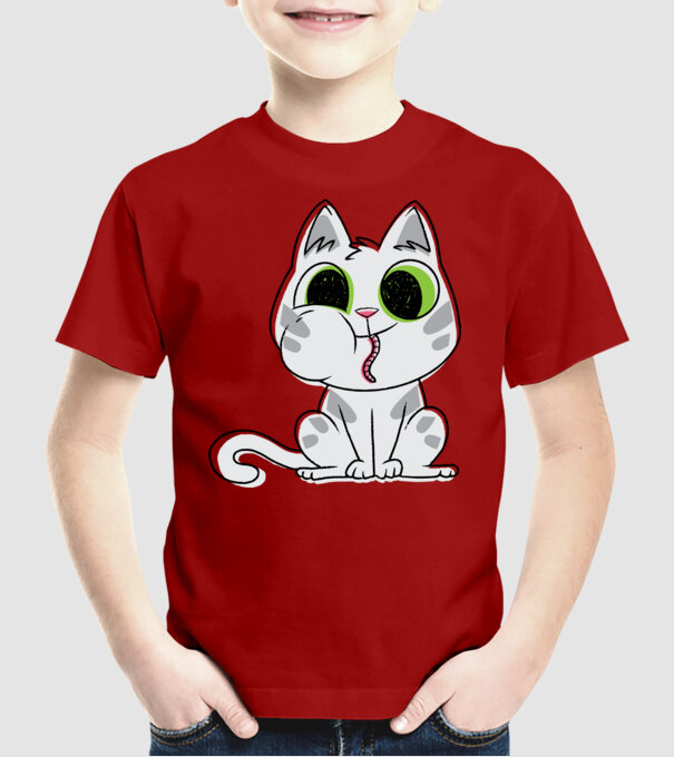 Pisicuță amuzantă model roșu pe tricou