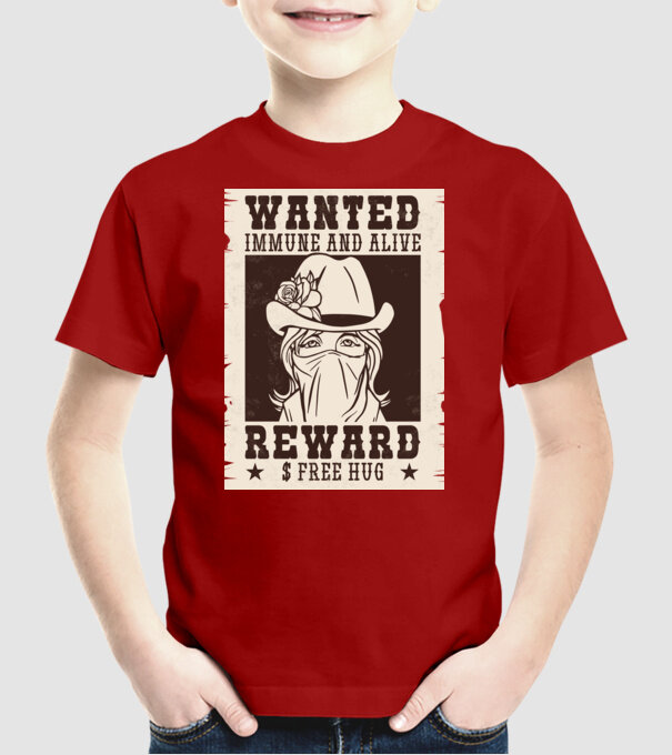 Afiș Wanted - Îmbrățișări gratuite model roșu pe tricou