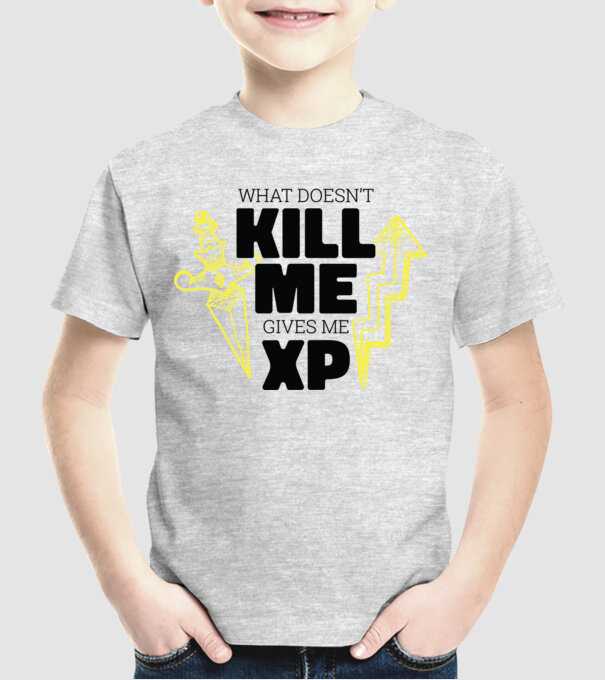 Ceea ce nu te omoară îți dă XP model gri pe tricou