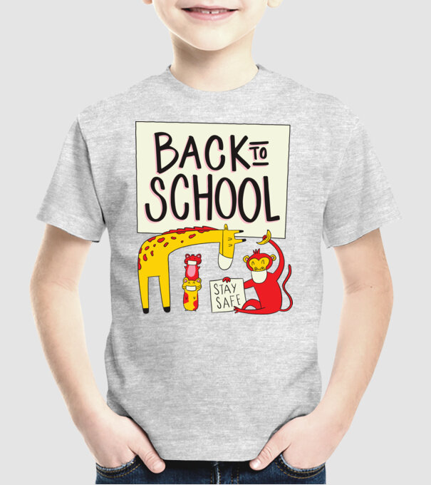 Back To School Animale model gri pe tricou