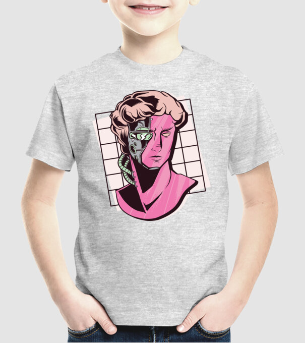 Statuie Cyborg model gri pe tricou