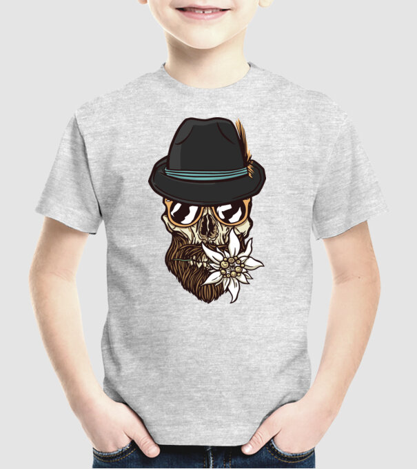 Craniu Hipster model gri pe tricou