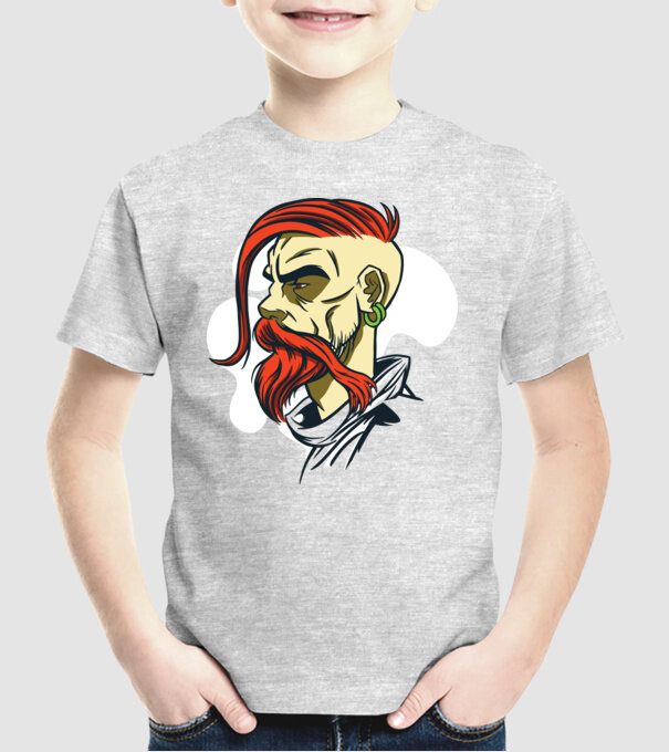 Barbă Hipster model gri pe tricou