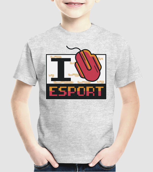 I love Esport model gri pe tricou