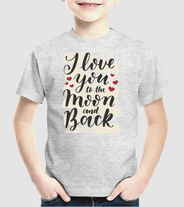 'I love you to the moon and back tricou drăguț Valentine''s Day' model gri pe tricou