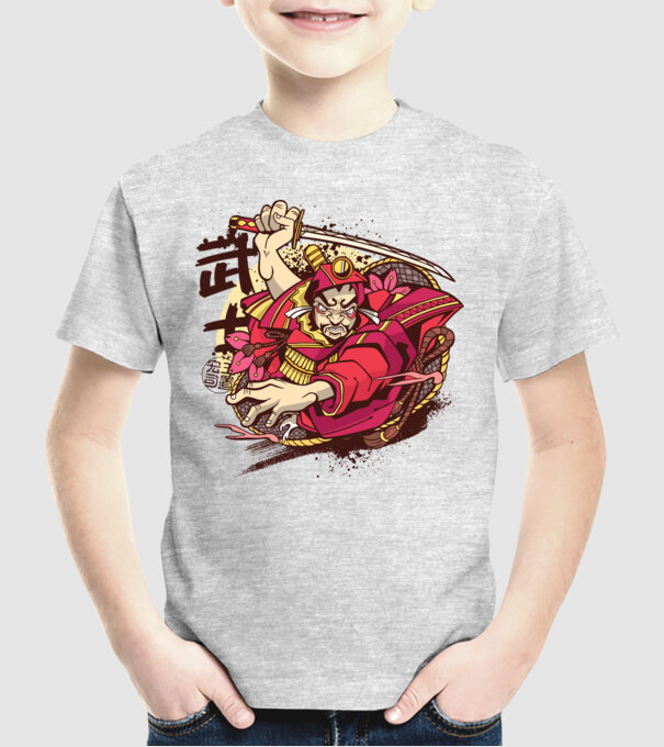 Războinic japonez model gri pe tricou