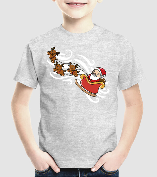 Kawaii sanie Moș Crăciun model gri pe tricou