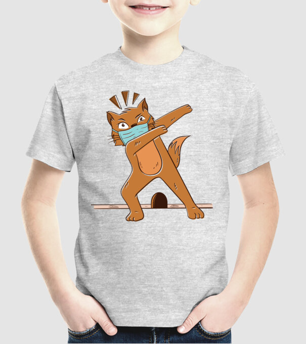 Mască Pisică Coronavirus model gri pe tricou
