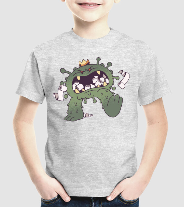 Monstru de hârtie igienică Coronavirus model gri pe tricou