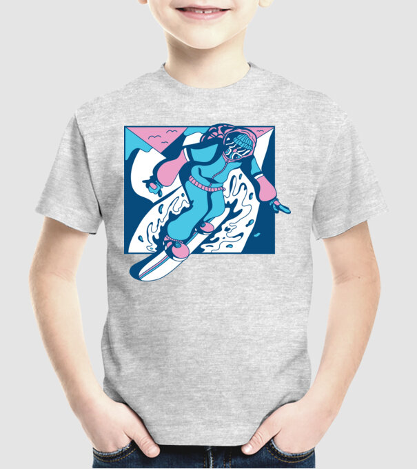 Snowboarder cool model gri pe tricou