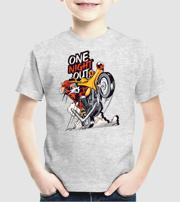 Moș Crăciun pe motocicletă în zi liberă model gri pe tricou