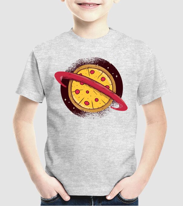 Pizza Planetă model gri pe tricou