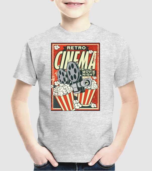Afiș cinema retro model gri pe tricou