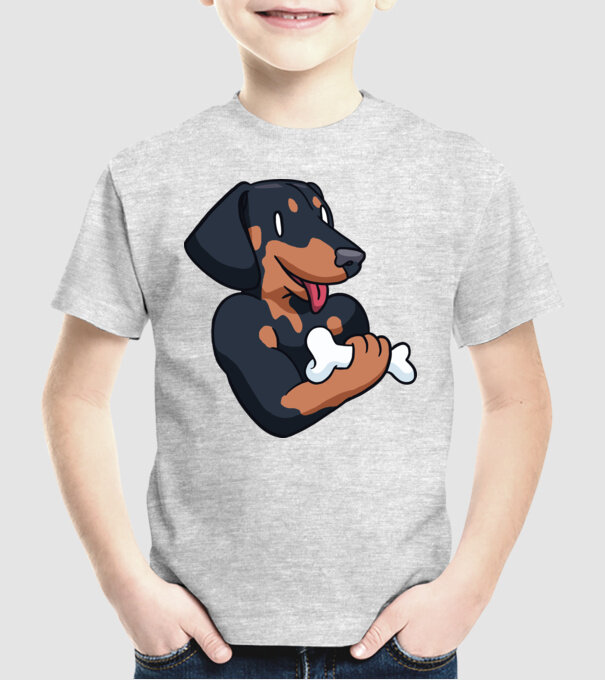 Antrenament Teckel model gri pe tricou
