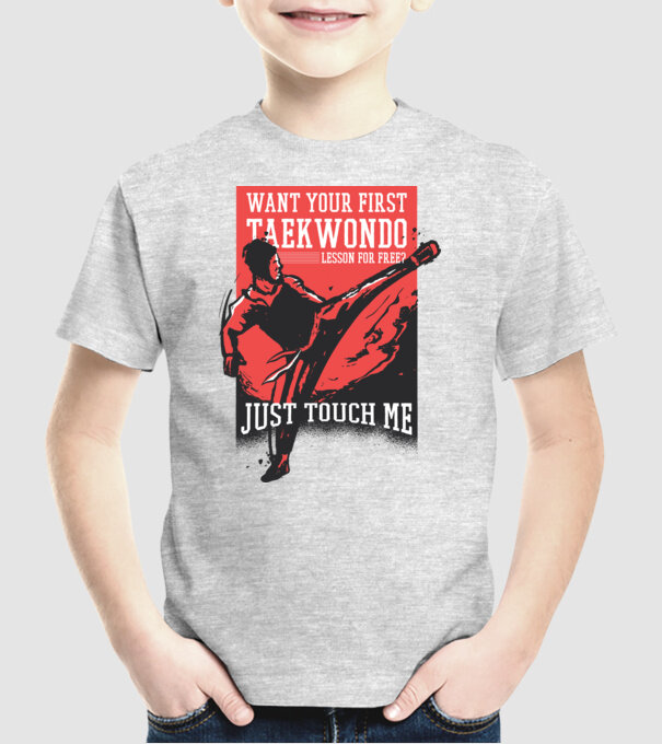Lecție de Taekwondo model gri pe tricou