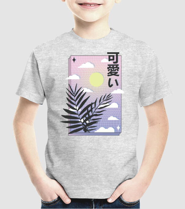Vaporwave Val model gri pe tricou