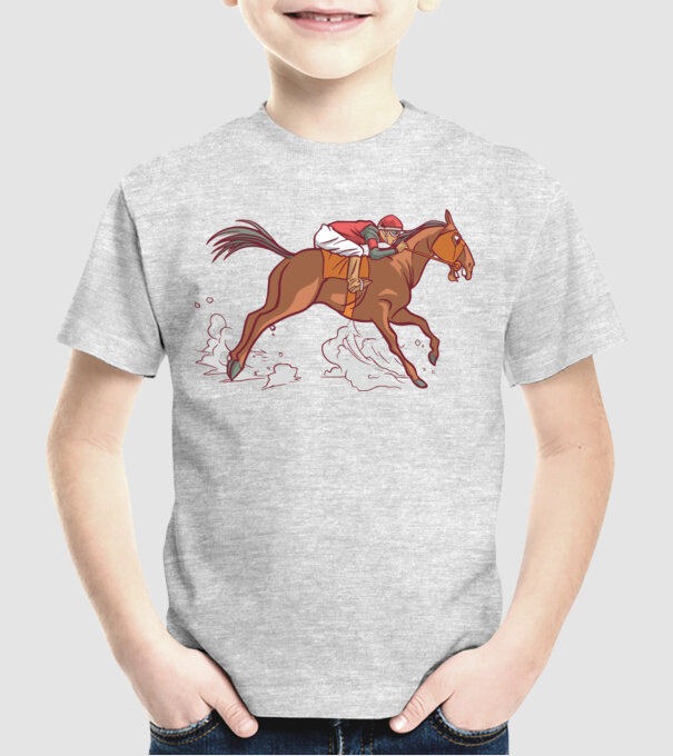 Cal de cursă Călăreț model gri pe tricou