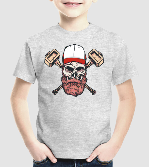Craniu Viking model gri pe tricou