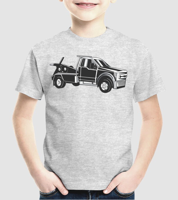 Mașină de remorcare model gri pe tricou