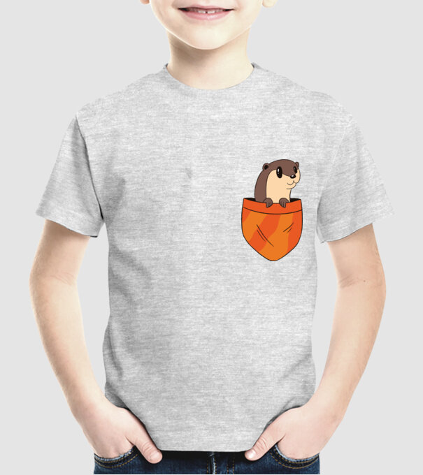 Vidra de buzunar model gri pe tricou