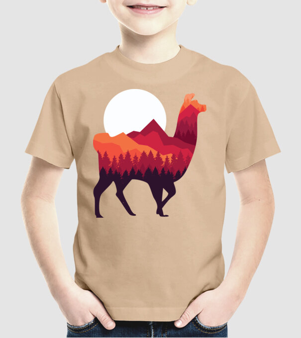 Pădure Alpaca model nisipiu pe tricou