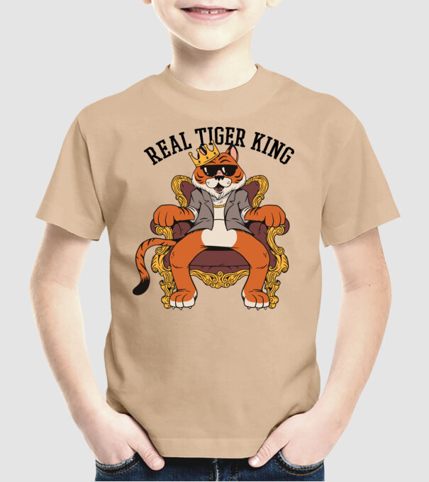 Adevăratul Rege Tigru model nisipiu pe tricou