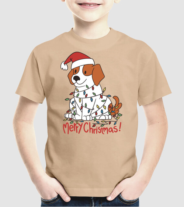 Beagle Crăciun Fericit! model nisipiu pe tricou