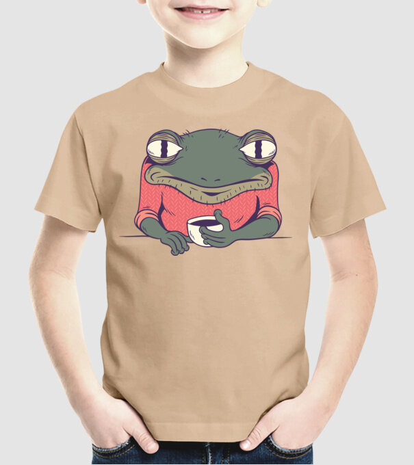 Broască Cafea model nisipiu pe tricou