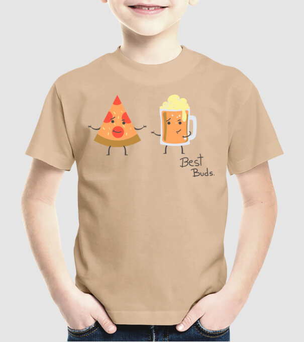 Best Buds - Pizza + Beer model nisipiu pe tricou