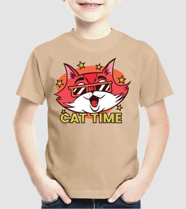 Cat Time Momentul pisicii model nisipiu pe tricou