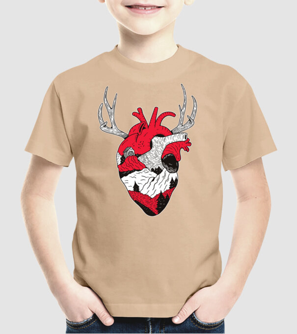 Inimă pădure model nisipiu pe tricou