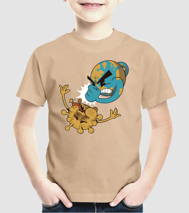 Pământ vs Coronavirus model nisipiu pe tricou