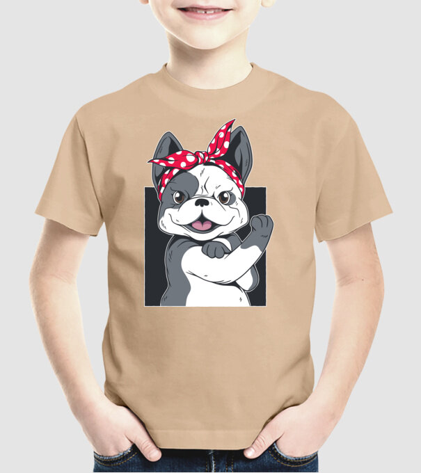 Bulldog Francez model nisipiu pe tricou