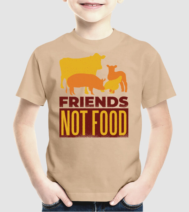 Friends not Food Vegán model nisipiu pe tricou