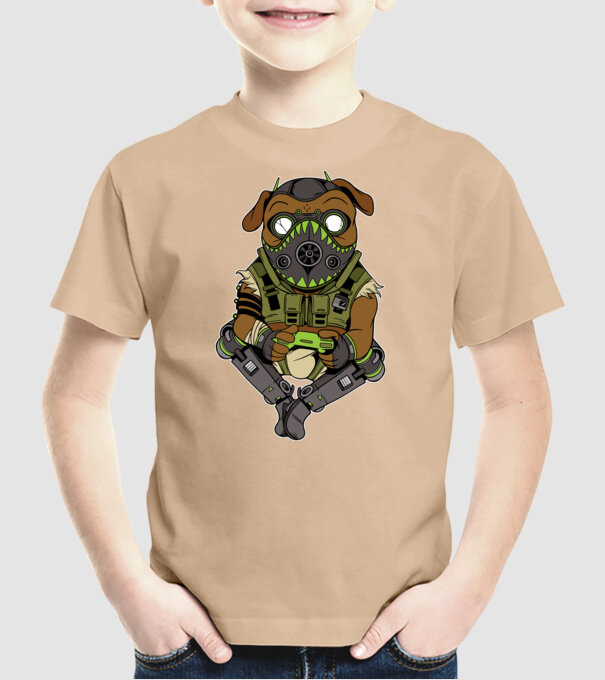 Mops Gamer model nisipiu pe tricou