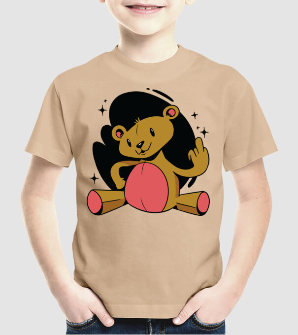 Ursuleț Teddy hain model nisipiu pe tricou