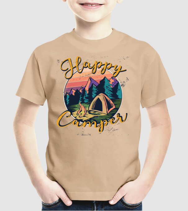 Happy Camper tricou camping model nisipiu pe tricou