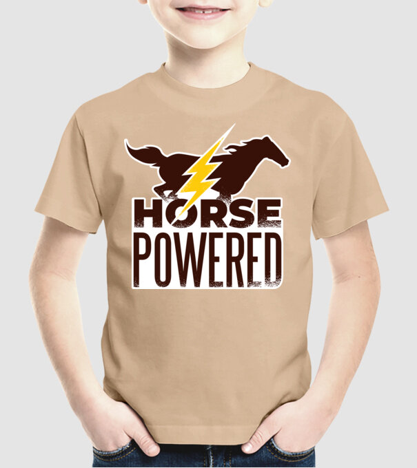 Horse Powered Cal-putere tricou călăreț model nisipiu pe tricou