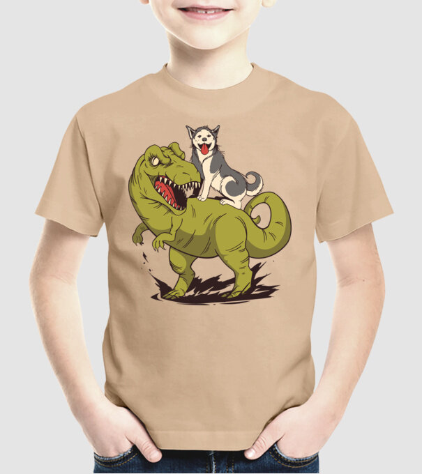 Dinozaur Husky model nisipiu pe tricou