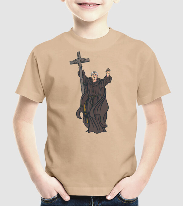 Călugăr creștin model nisipiu pe tricou