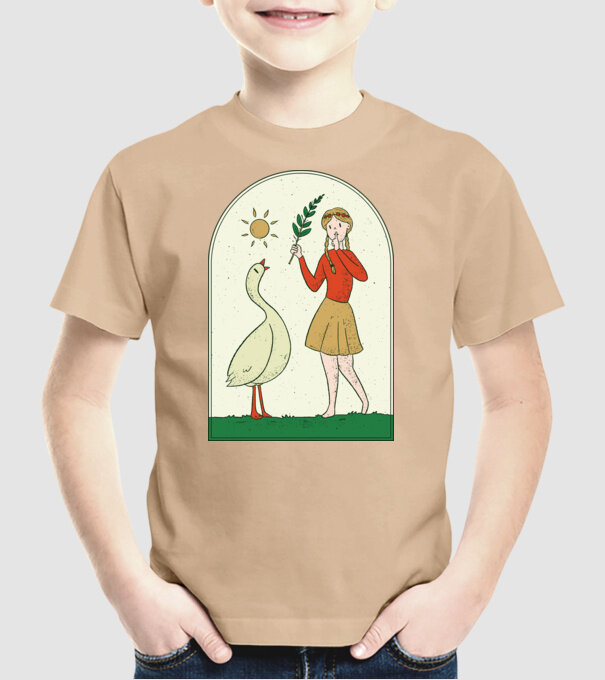 Poveste cu fata și gâsca model nisipiu pe tricou