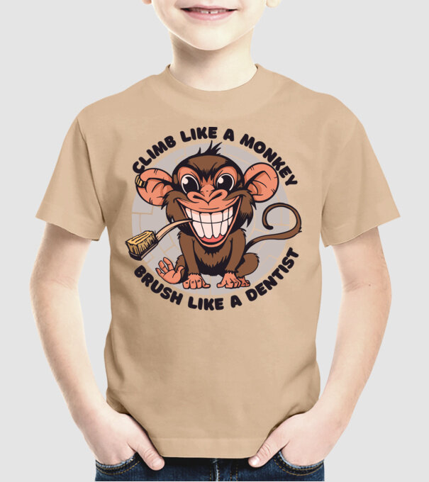 Periuță de dinți maimuță model nisipiu pe tricou