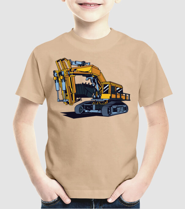 Excavator model nisipiu pe tricou