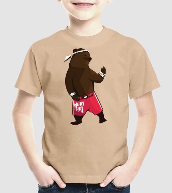 Urs Muay Thai model nisipiu pe tricou