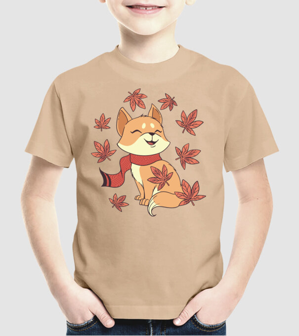 Pisică Toamna model nisipiu pe tricou