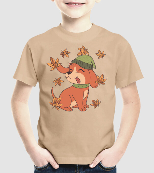 Câine Toamna model nisipiu pe tricou