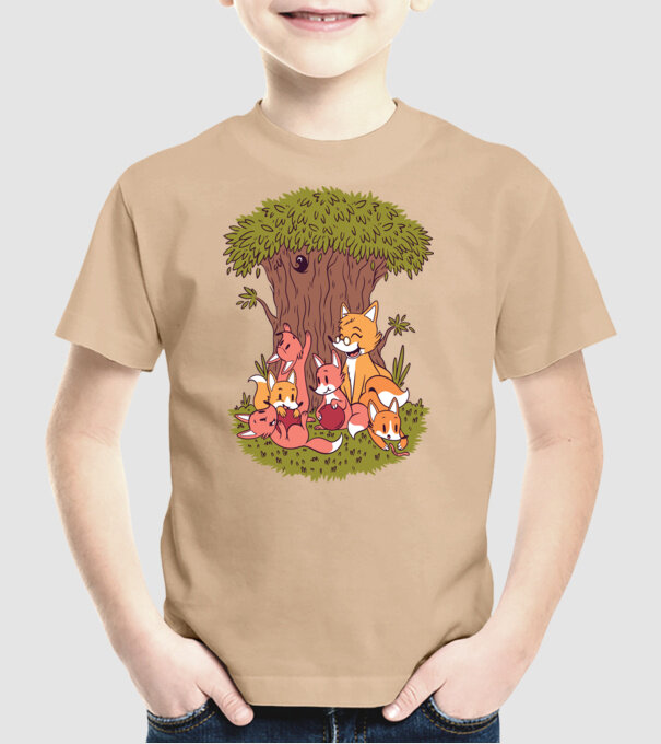 Familie Vulpe model nisipiu pe tricou